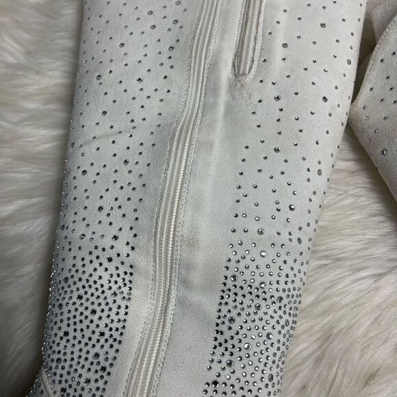 Pierre Dumas Wild Ones Glamour White textile Rhinestone Cowgirl Boots SZ10 - Picture 9 of 13